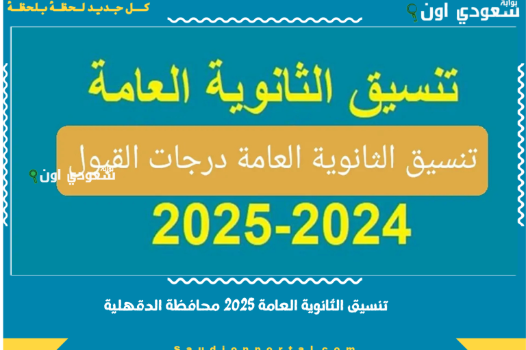 تنسيق الثانوية العامة 2025 محافظة الدقهلية